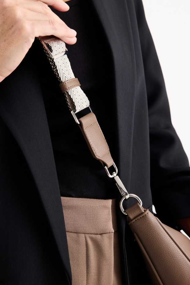 Dames - Schoudertas met afneembare draagriem - imitatieleer - lichtbruin