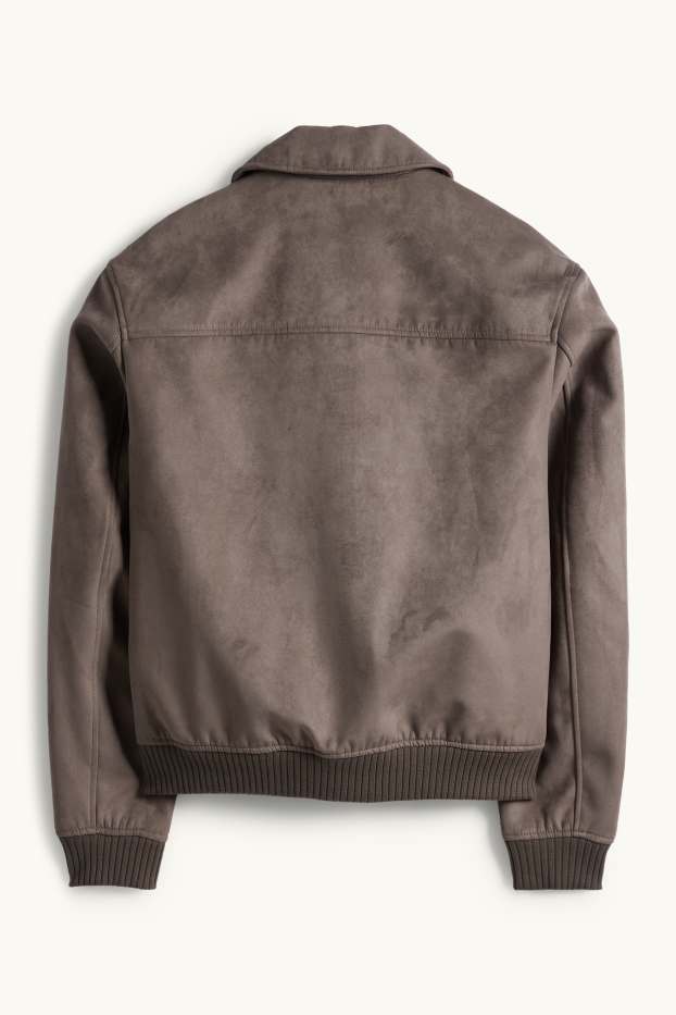 Heren - Jas - imitatiesuède - donkerbruin