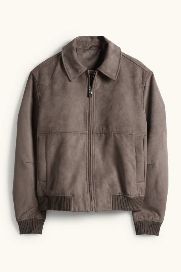 Heren - Jas - imitatiesuède - donkerbruin