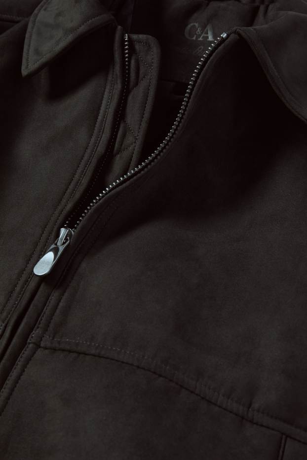 Home - Jaqueta - pell girada sintètica - negre