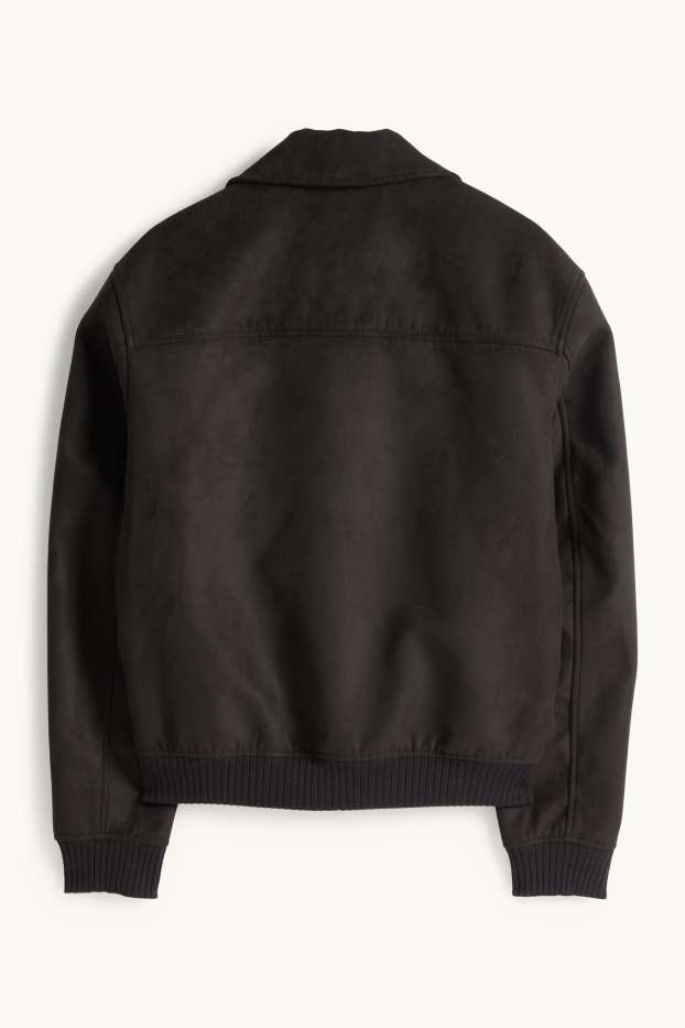 Home - Jaqueta - pell girada sintètica - negre