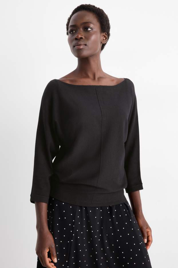 Damen - Feinstrick-Pullover - schwarz