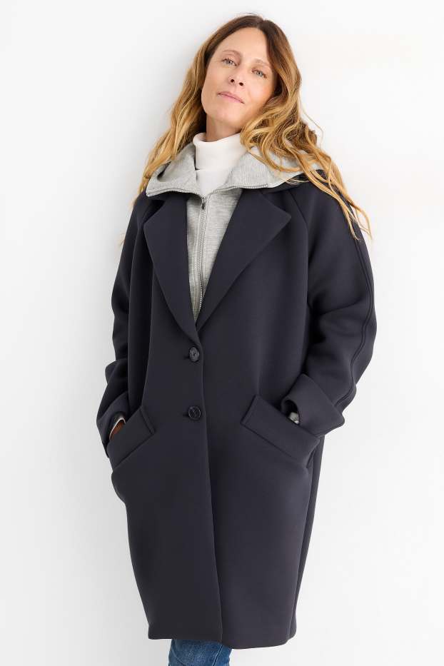 Femmes - Manteau à capuche - bleu foncé