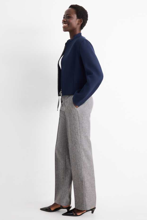 Donna - Pantaloni business - vita media - straight fit - grigio melange