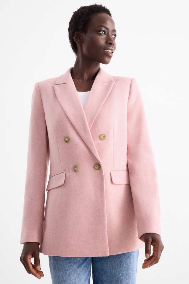 Dames - Business-blazer, deels van wol - regular fit - roze