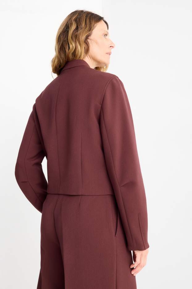 Femei - Blazer crop supradimensionat - bordo