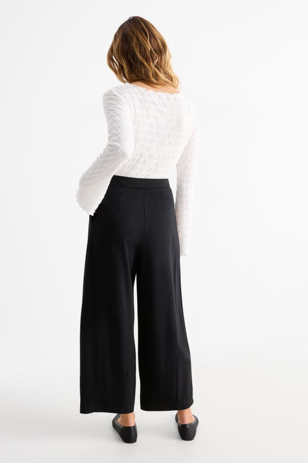 Damen - Jersey-Hose - High Waist - Barrel Leg - schwarz