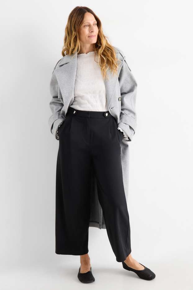 Damen - Jersey-Hose - High Waist - Barrel Leg - schwarz