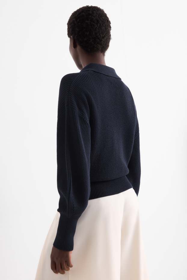 Femei - Cardigan tricotat - reiat - albastru închis