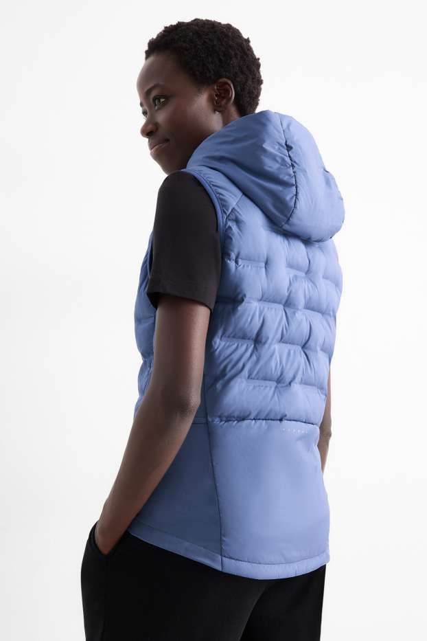 Femmes - Doudoune sans manches de sport avec capuche - bleu