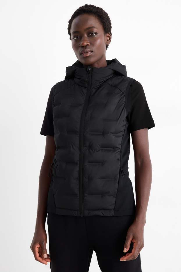 Women - Technical quilted gilet with hood - black