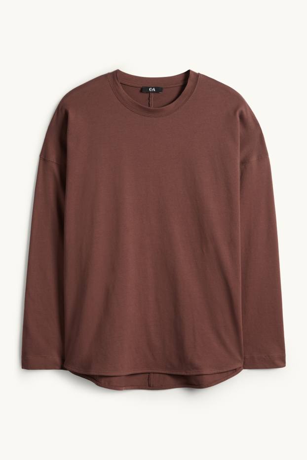 Dona - Samarreta de màniga llarga - relaxed fit - marró fosc