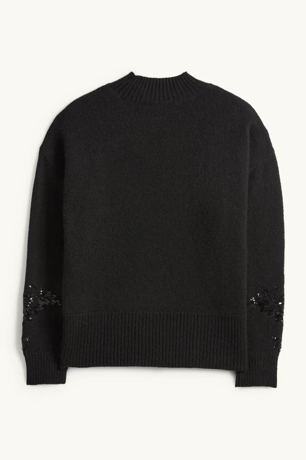 Donna - Maglione - effetto brillante - nero