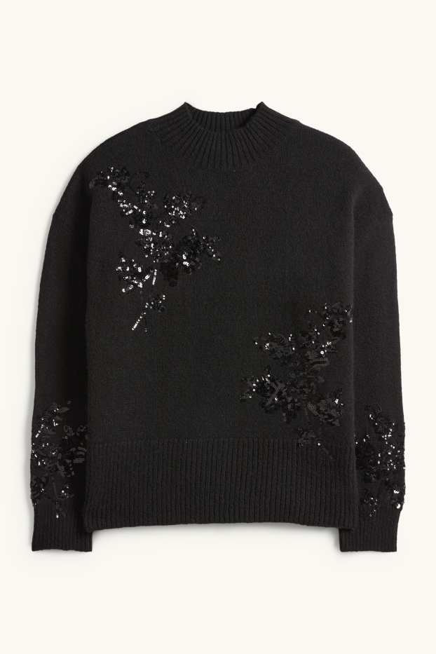 Donna - Maglione - effetto brillante - nero