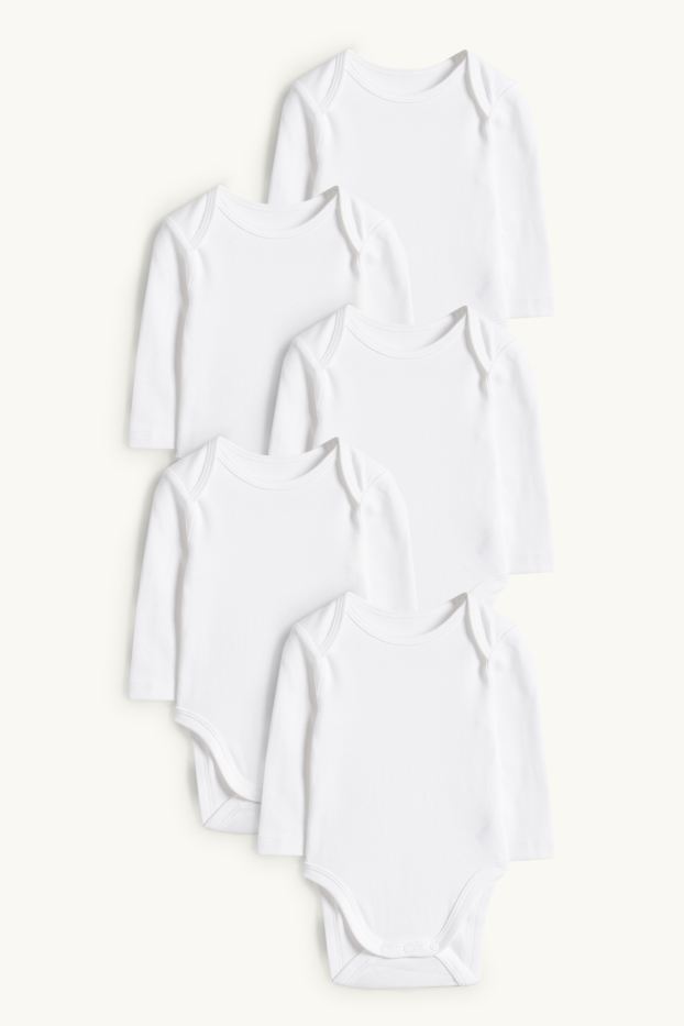 Unisex - Multipack of 5 - baby bodysuit - white