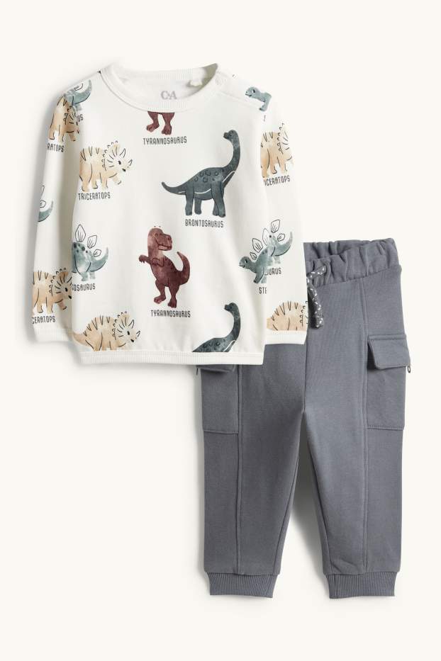 Baby Buben - Dino - Baby-Outfit - 2 teilig - weiß / blau