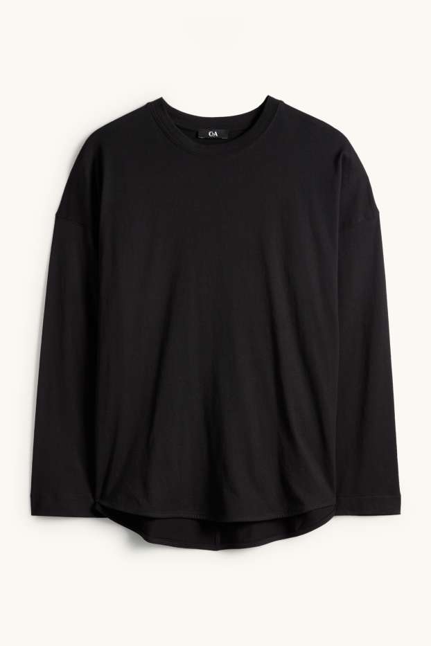 Dámské - Tričko s dlouhým rukávem - relaxed fit - černá