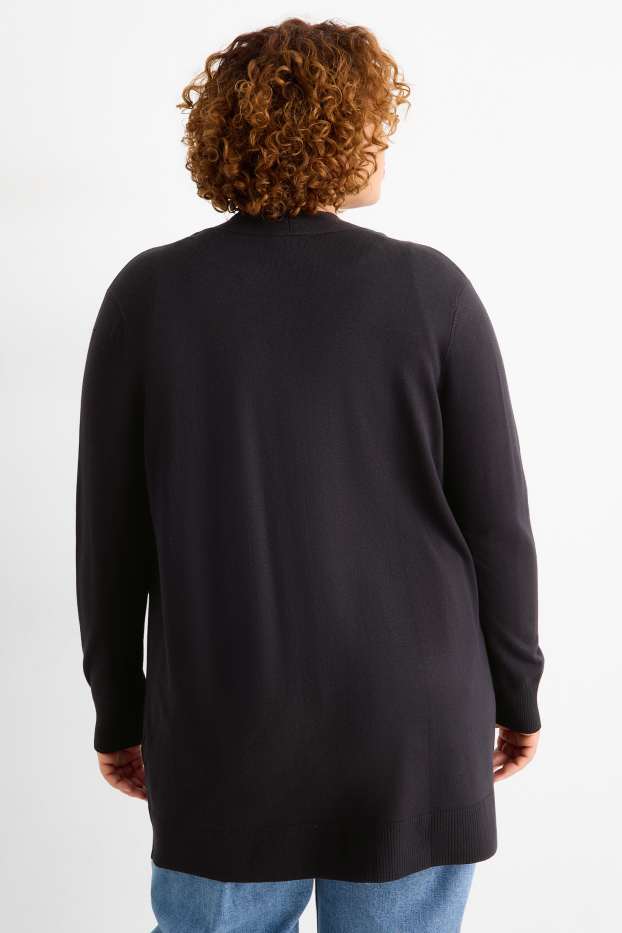 Damen - Lange Strickjacke - schwarz