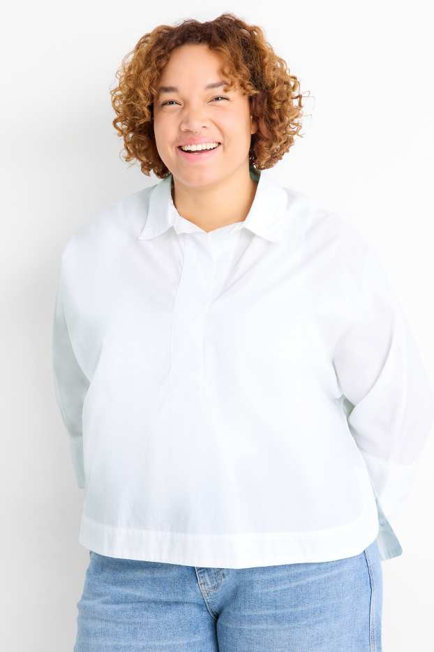 Femei - Bluză cu decolteu în V - alb