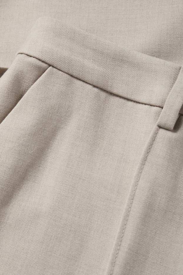 Femei - Pantaloni de stofă - talie medie - tapered fit - bej deschis