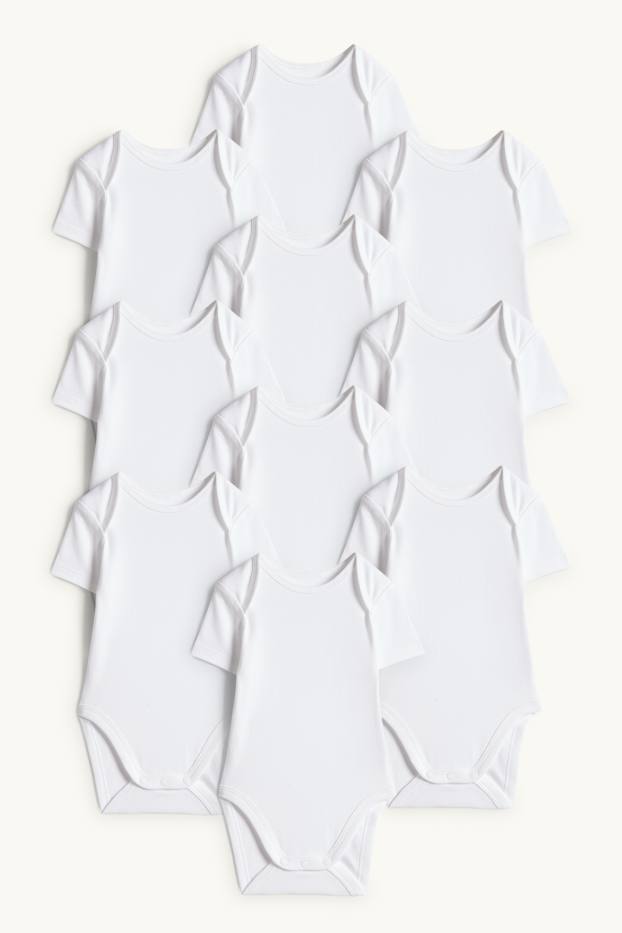 Unisexe - Lot de 10 - bodys bébé - blanc
