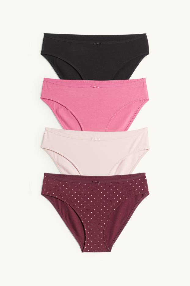 Donna - Confezione da 4 - slip - rosso scuro