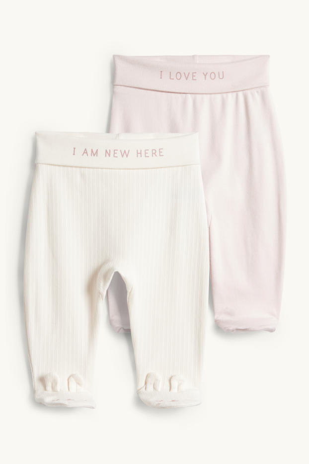 Bebeluși - fete - Multipack 2 perechi - iepurași - pantaloni de pijama bebeluși - alb-crem