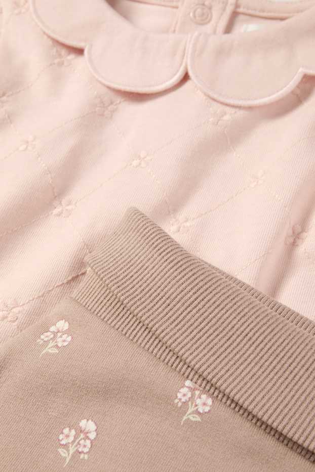 Baby Mädchen - Blümchen - Baby-Outfit - 3 teilig - rosa