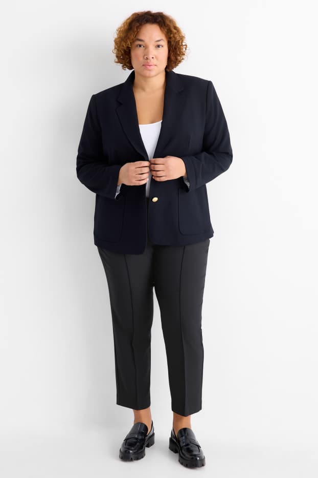 Femmes - Pantalon de toile - mid waist - tapered fit - noir