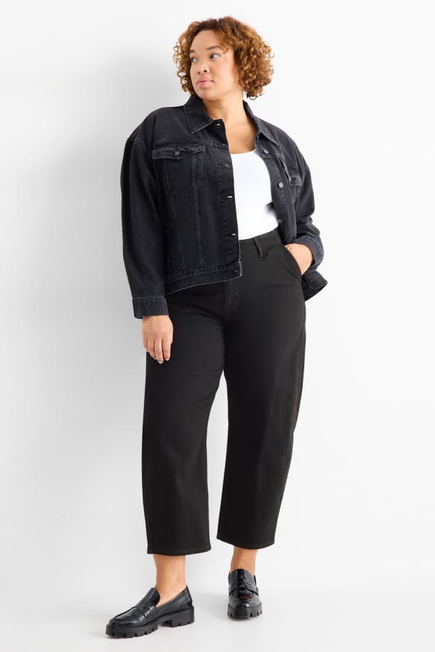 Femei - Balloon jeans - talie înaltă - negru