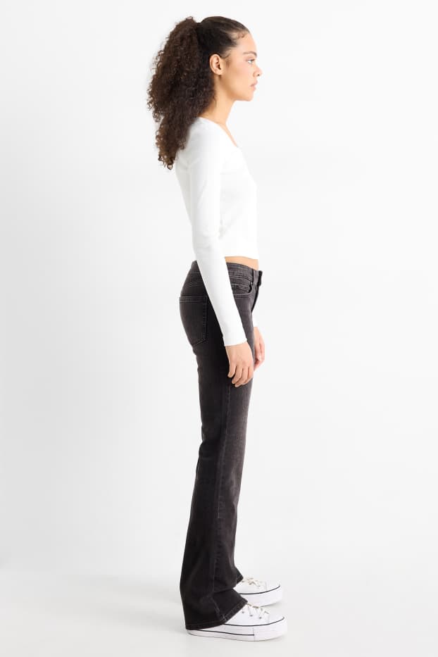 Damen - Bootcut Jeans - Low Waist - dunkeljeansgrau