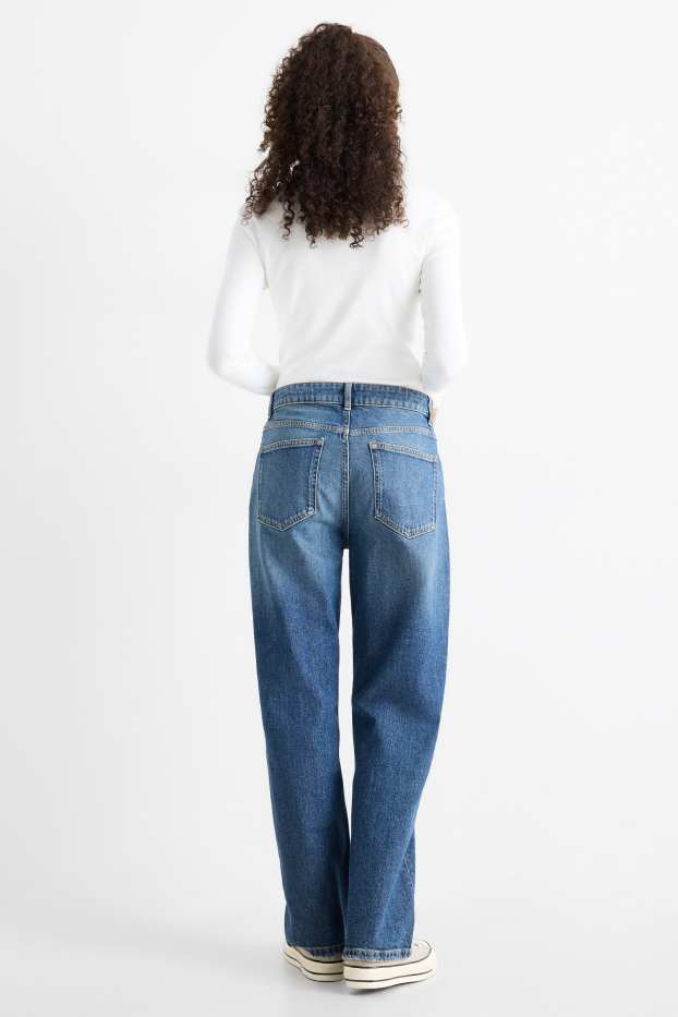 Women - Baggy jeans - mid-rise waist - blue denim