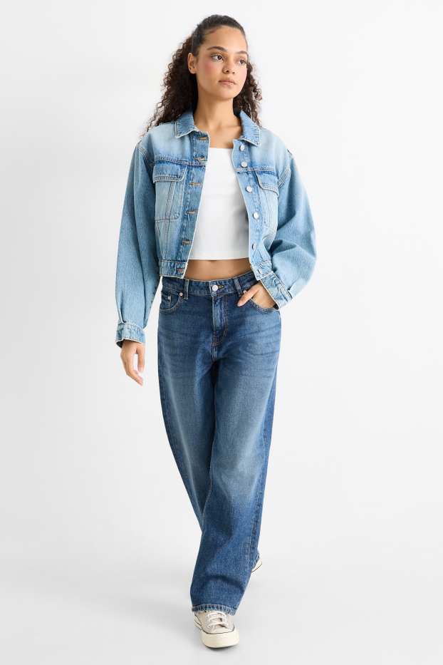 Women - Baggy jeans - mid-rise waist - blue denim
