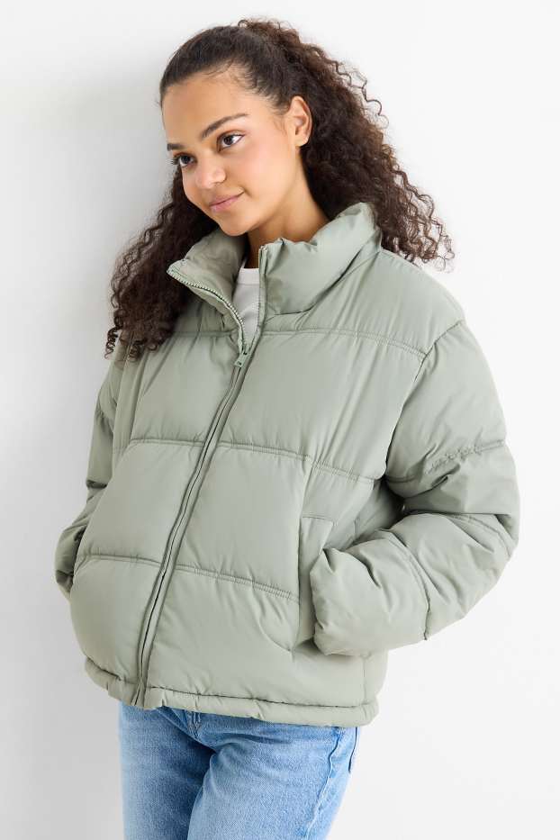 Women - Quilted jacket - light green