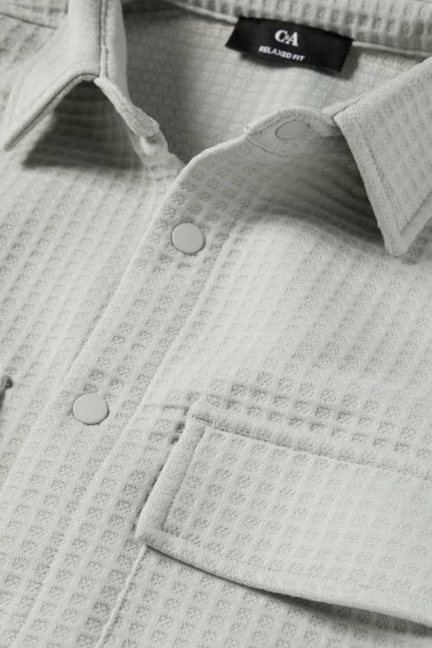 Pánské - Košile - relaxed fit - kent - strukturovaná - mátově zelená