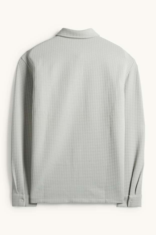 Pánské - Košile - relaxed fit - kent - strukturovaná - mátově zelená