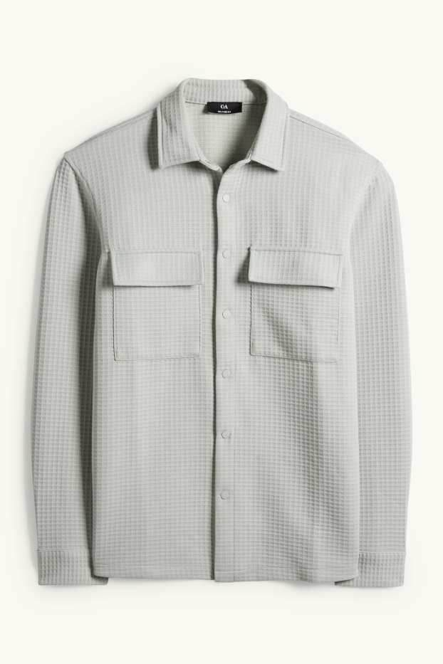 Pánské - Košile - relaxed fit - kent - strukturovaná - mátově zelená