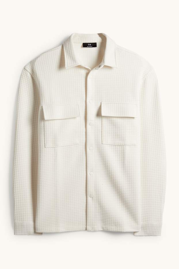 Hombre - Camisa - relaxed fit - Kent - con textura - blanco roto