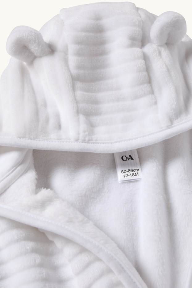 Baby: meisjes - Babybadjas met capuchon - geribd - wit