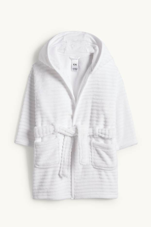 Baby: meisjes - Babybadjas met capuchon - geribd - wit