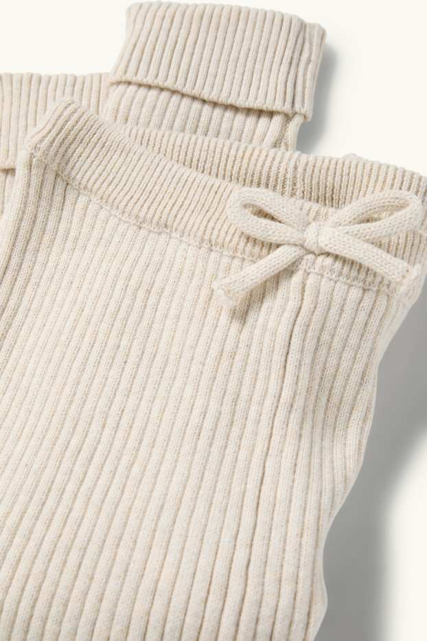 Bébés filles - Leggings en maille pour bébé - finition côtelée - beige clair