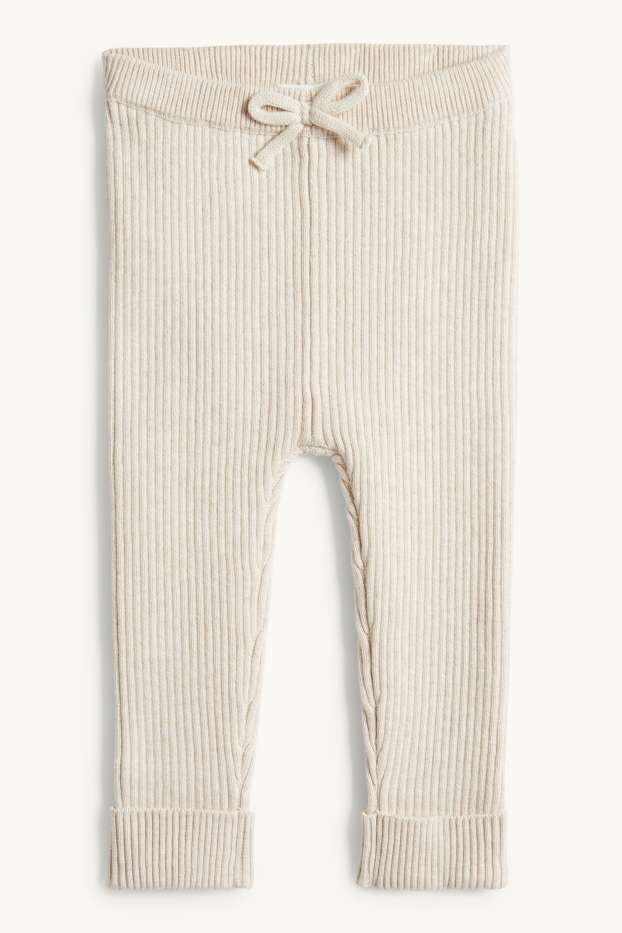Bébés filles - Leggings en maille pour bébé - finition côtelée - beige clair