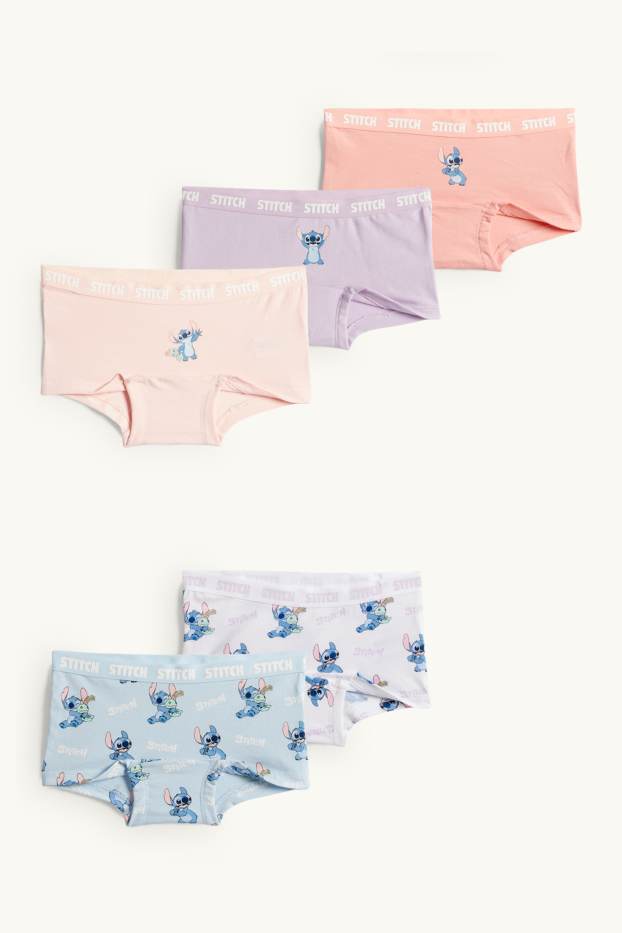 Enfants filles - Lot de 5 - Lilo et Stitch - caleçons - rose