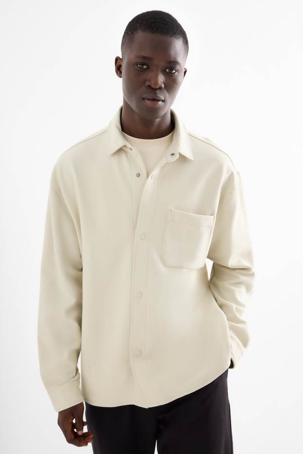Herren - Hemdjacke - Relaxed Fit - hellbeige