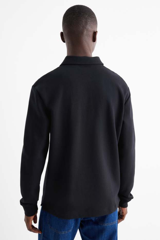 Hommes - Polo à manches longues - regular fit - noir