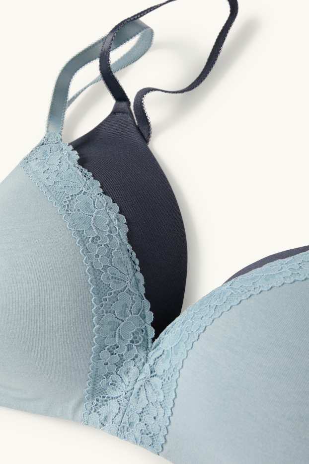 Femmes - Lot de 2 - soutiens-gorge sans armatures - ampliforme - bleu  / turquoise