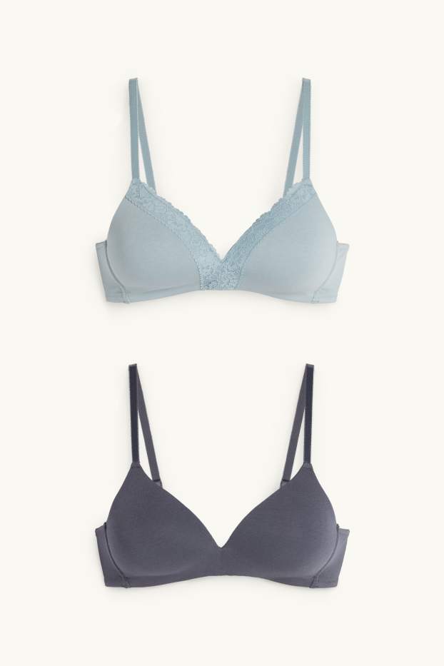 Femmes - Lot de 2 - soutiens-gorge sans armatures - ampliforme - bleu  / turquoise
