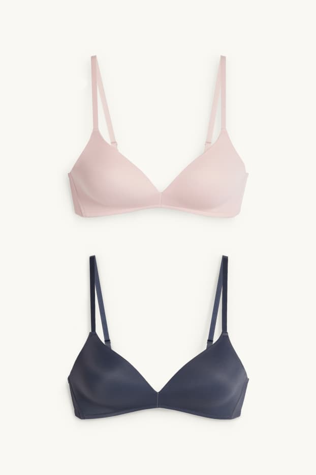 Dames - Set van 2 - BH zonder beugels - voorgevormd - roze / blauw