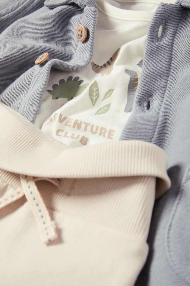 Neonati - Motivo dinosauro - completo per neonati - 3 pezzi - bianco crema