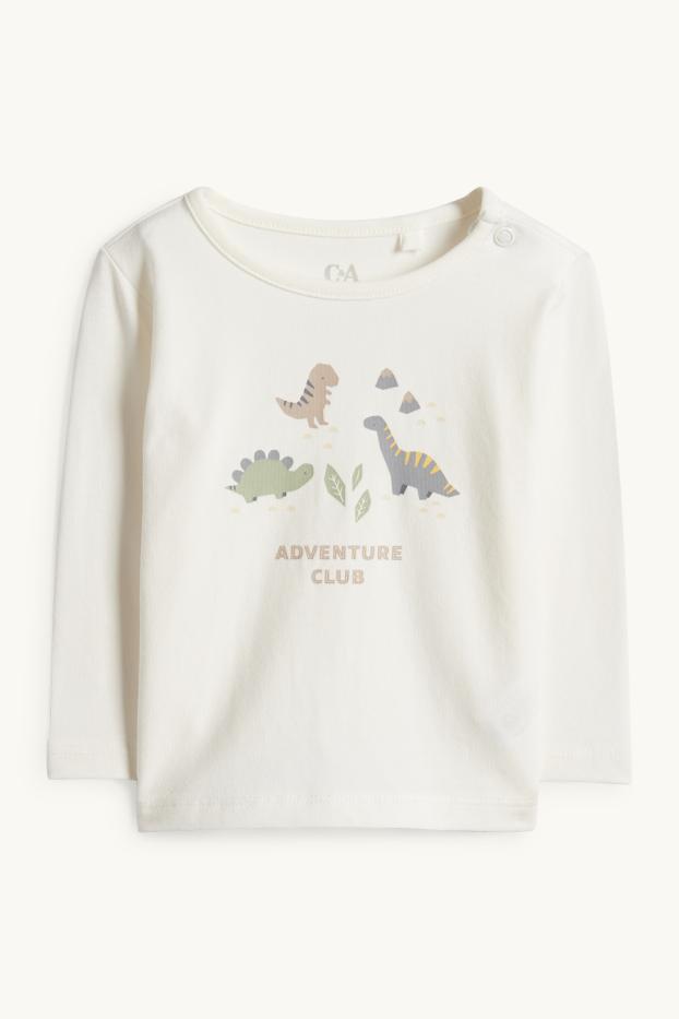 Neonati - Motivo dinosauro - completo per neonati - 3 pezzi - bianco crema